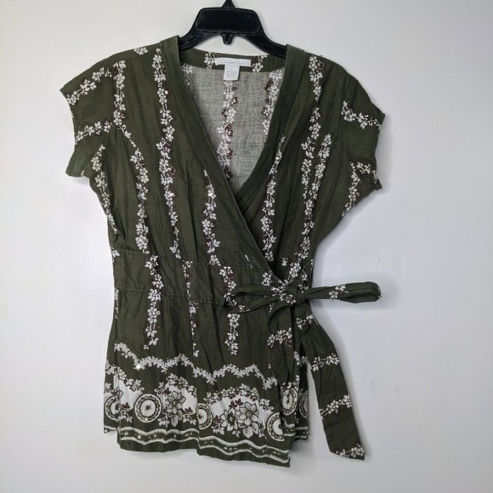 L Charlotte Russe Wrap Top Tee Shirt Blouse J